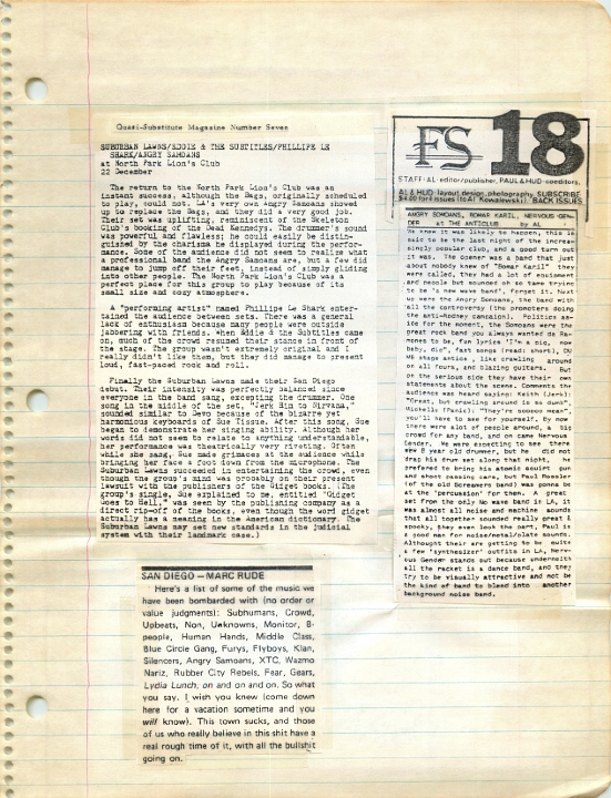 ANGRY SAMOANS Metal Mike Scrapbook 1980 – P.J. Galligan on Lead Guitar Page 11